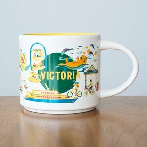 Starbucks Discovery Series VICTORIA BC Mug 14Oz Coffee Cup Sunny Yellow Interior